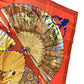 HERMES Japanese-patterned folding fan, BRISE DE CHARME "Enchanting Breeze" design, Carré 90, silk scarf, unisex, multicolor