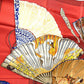 HERMES Japanese-patterned folding fan, BRISE DE CHARME "Enchanting Breeze" design, Carré 90, silk scarf, unisex, multicolor