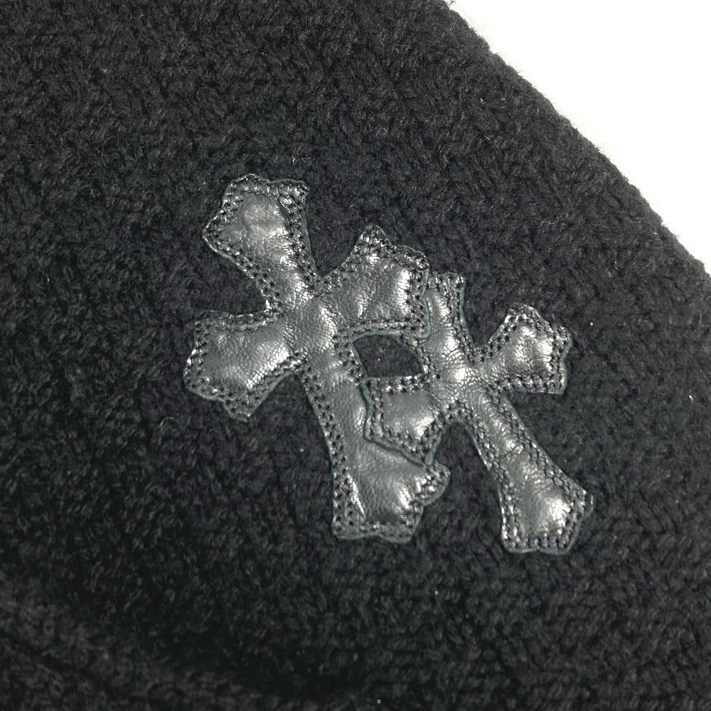 CHROME HEARTS クロスパッチ レザーパッチ 革タグ アパレル 長袖 フード フーディー パーカー ニット カシミヤ メンズ ブラック
