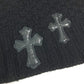CHROME HEARTS クロスパッチ レザーパッチ 革タグ アパレル 長袖 フード フーディー パーカー ニット カシミヤ メンズ ブラック