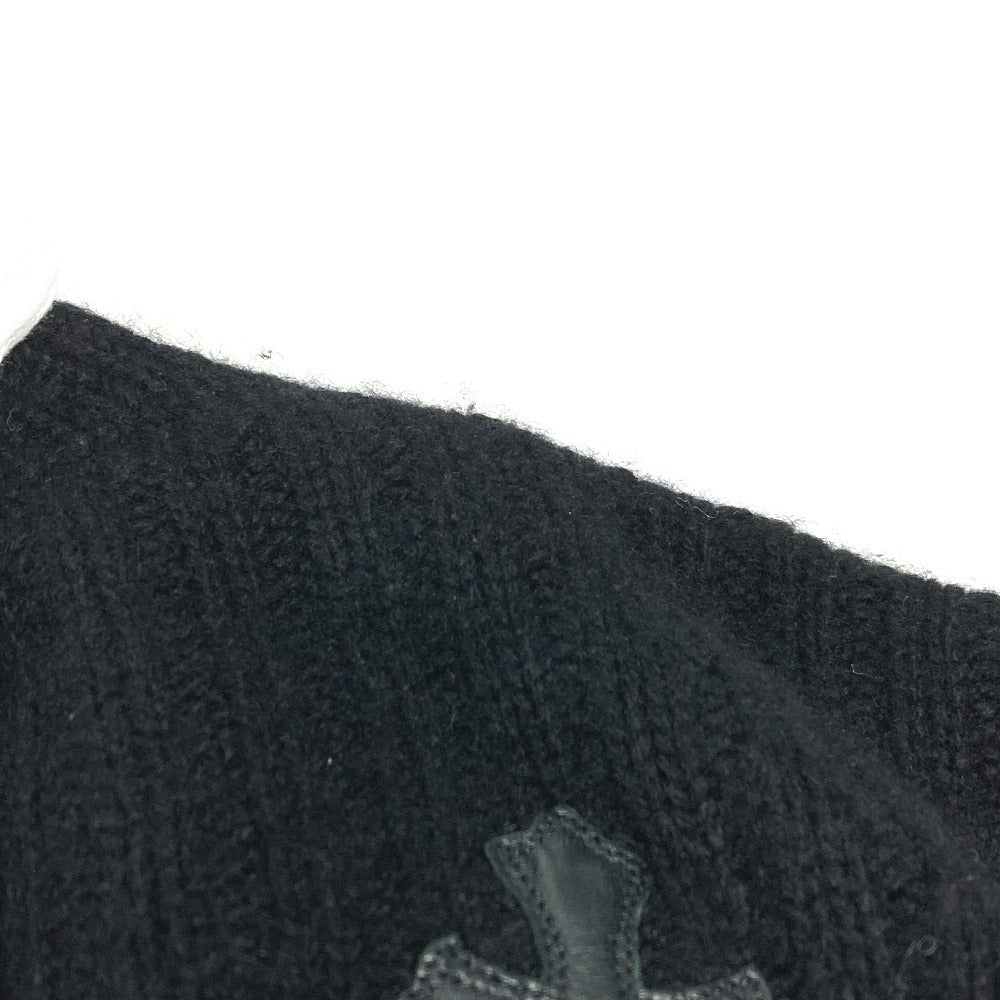 CHROME HEARTS クロスパッチ レザーパッチ 革タグ アパレル 長袖 フード フーディー パーカー ニット カシミヤ メンズ ブラック