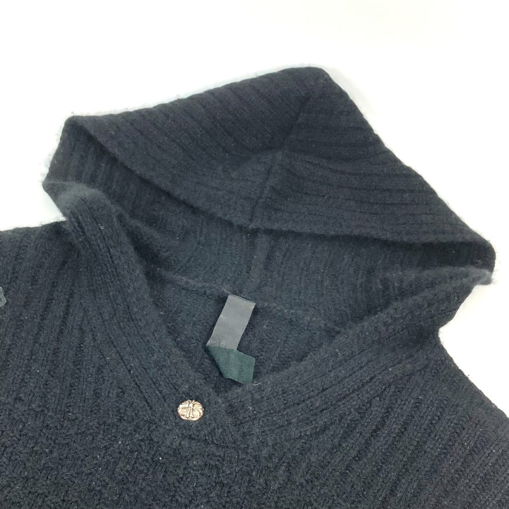CHROME HEARTS クロスパッチ レザーパッチ 革タグ アパレル 長袖 フード フーディー パーカー ニット カシミヤ メンズ ブラック