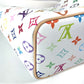 LOUIS VUITTON M13089 Monogram Multicolore by Takashi Murakami, LV×TM All-in BB Crossbody Bag with Pouch, Bucket Shoulder Bag, Monogram Multicolore Canvas, Women's, Blanc/White