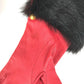 HERMES Fur Apparel Serie Button Clothing Accessories Leather Gloves Women's Red