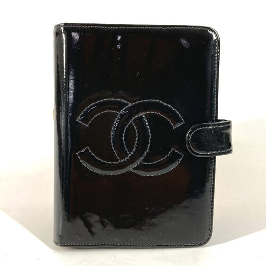 CHANEL CC ココマーク ロゴ システム手帳 ステーショナリー 手帳カバー パテントレザー ユニセックス ブラック