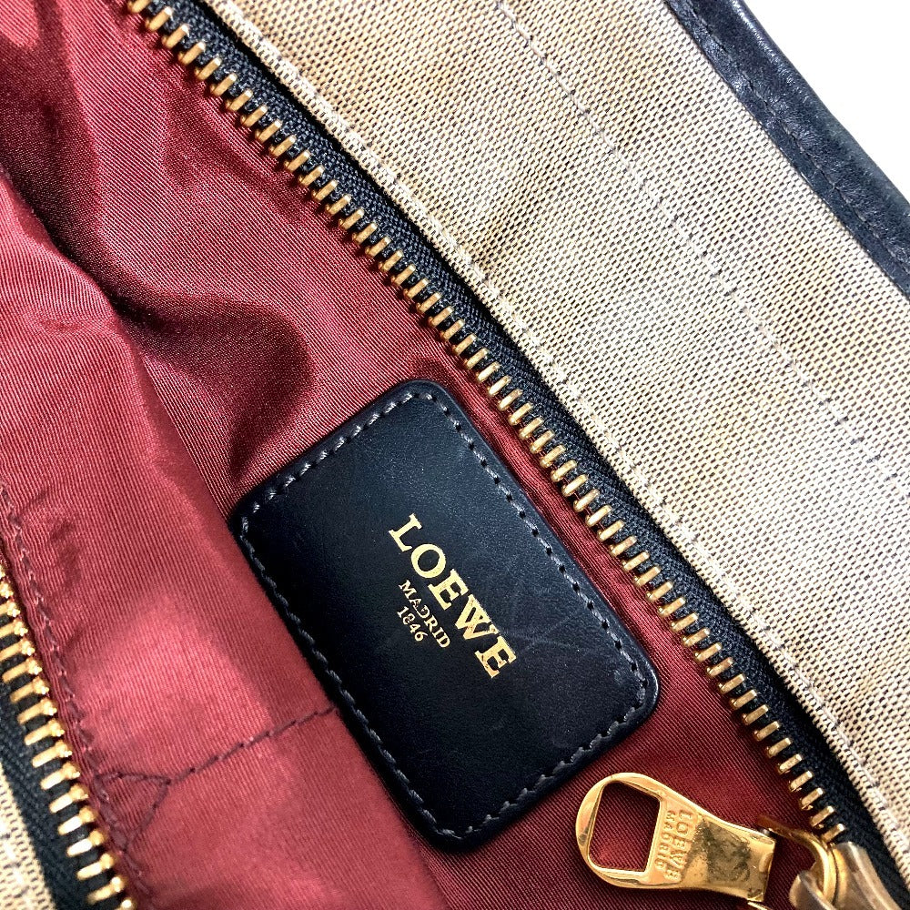 LOEWE Vintage Padlock Logo Crossbody Shoulder Bag in Leather/Canvas, Unisex, Black
