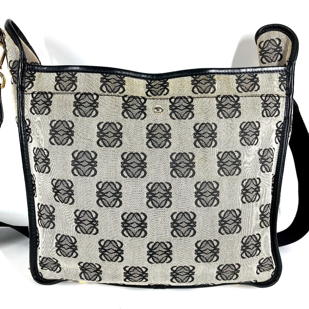 LOEWE Vintage Padlock Logo Crossbody Shoulder Bag in Leather/Canvas, Unisex, Black