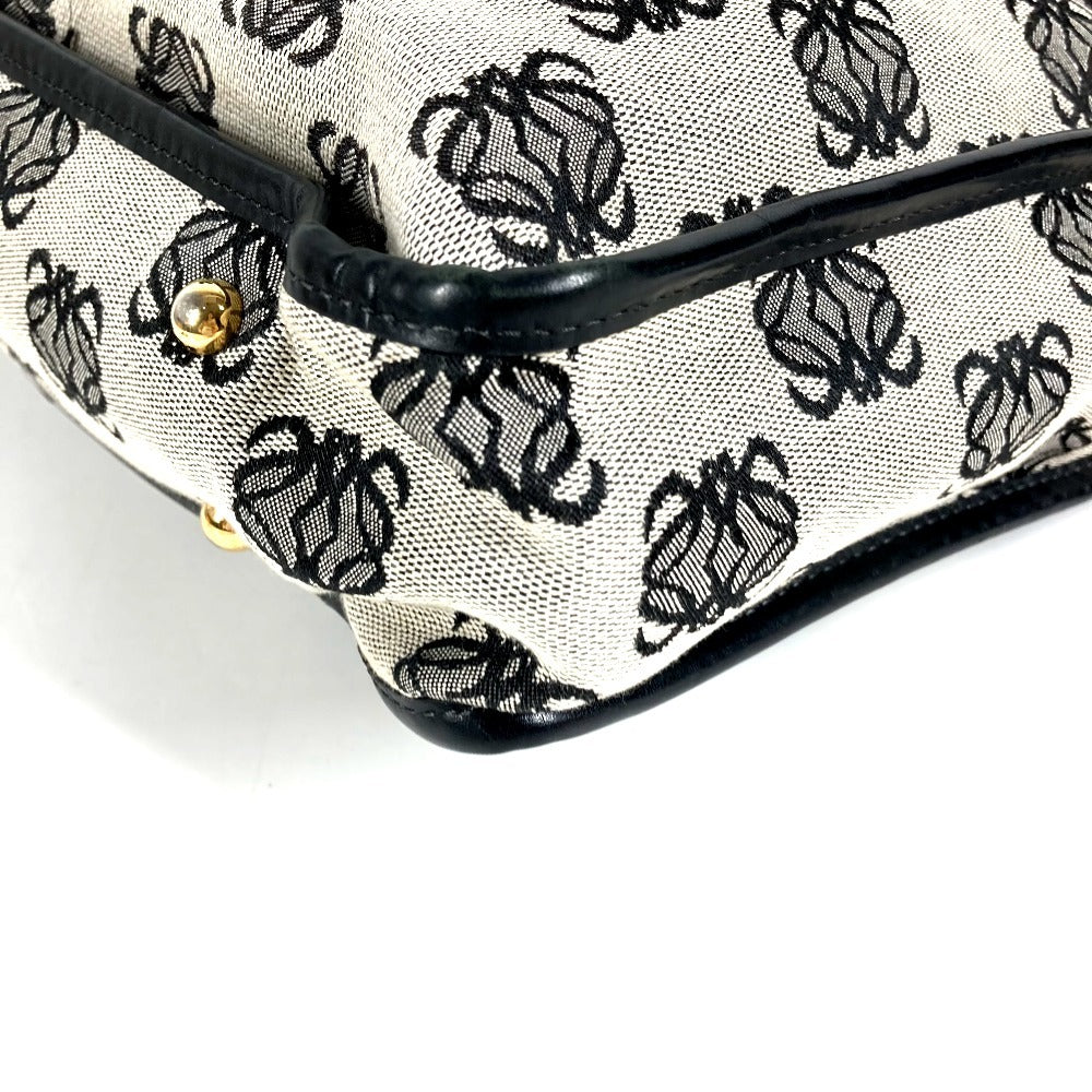 LOEWE Vintage Padlock Logo Crossbody Shoulder Bag in Leather/Canvas, Unisex, Black