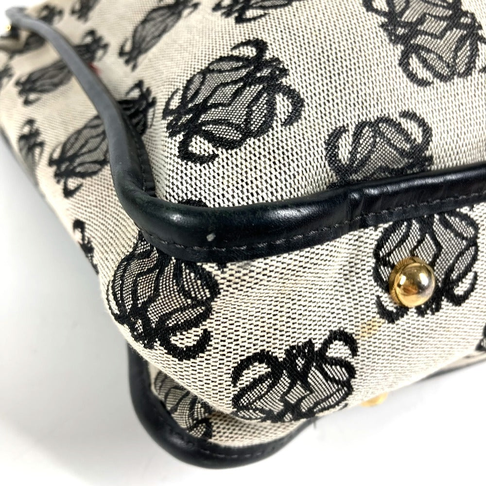 LOEWE Vintage Padlock Logo Crossbody Shoulder Bag in Leather/Canvas, Unisex, Black