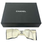 CHANEL 25P CC Coco Mark Logo Ribbon Two-Tone Hair Accessory Hair Clip Barrette Silk Women's White