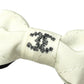 CHANEL 25P CC Coco Mark Logo Ribbon Two-Tone Hair Accessory Hair Clip Barrette Silk Women's White