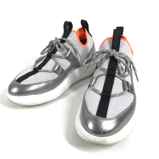 HERMES Logo Duel Shoes Sneakers Women's Rubber Silver
