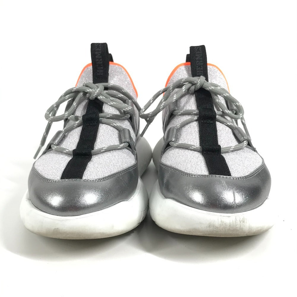 HERMES Logo Duel Shoes Sneakers Women's Rubber Silver