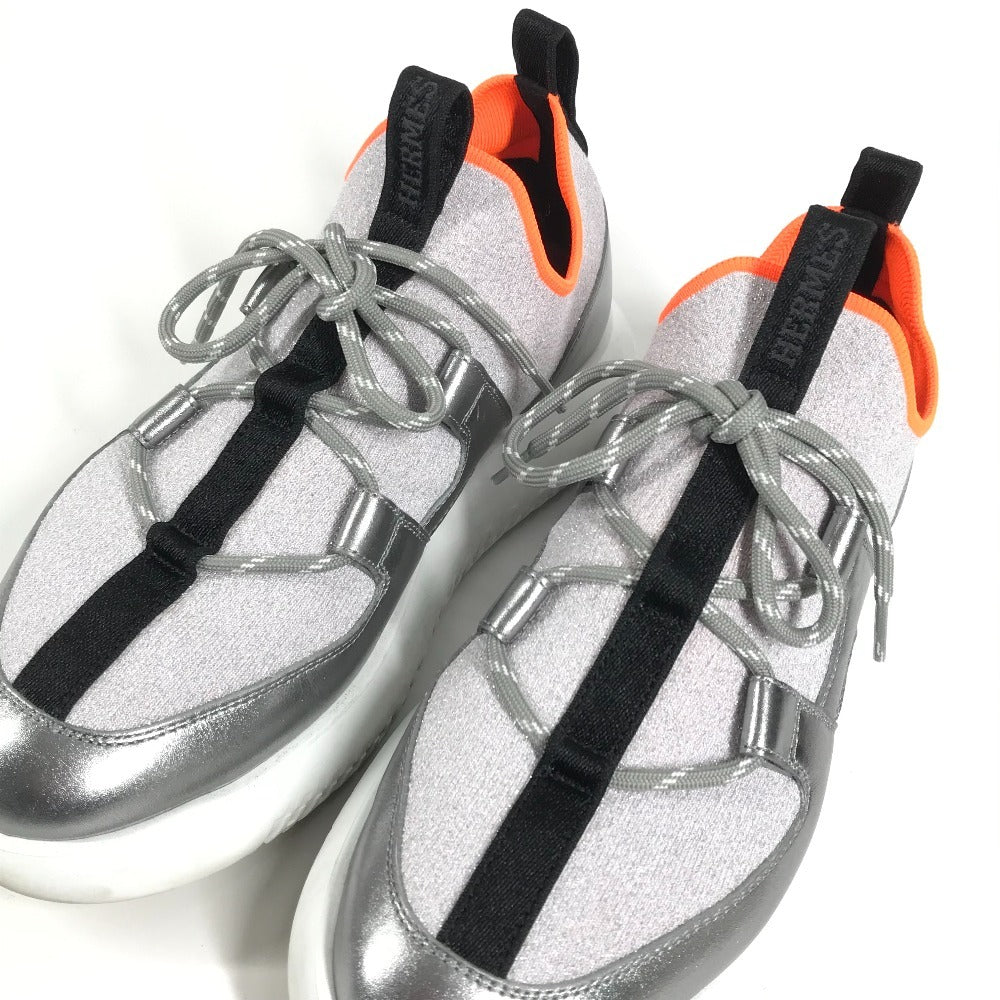 HERMES Logo Duel Shoes Sneakers Women's Rubber Silver