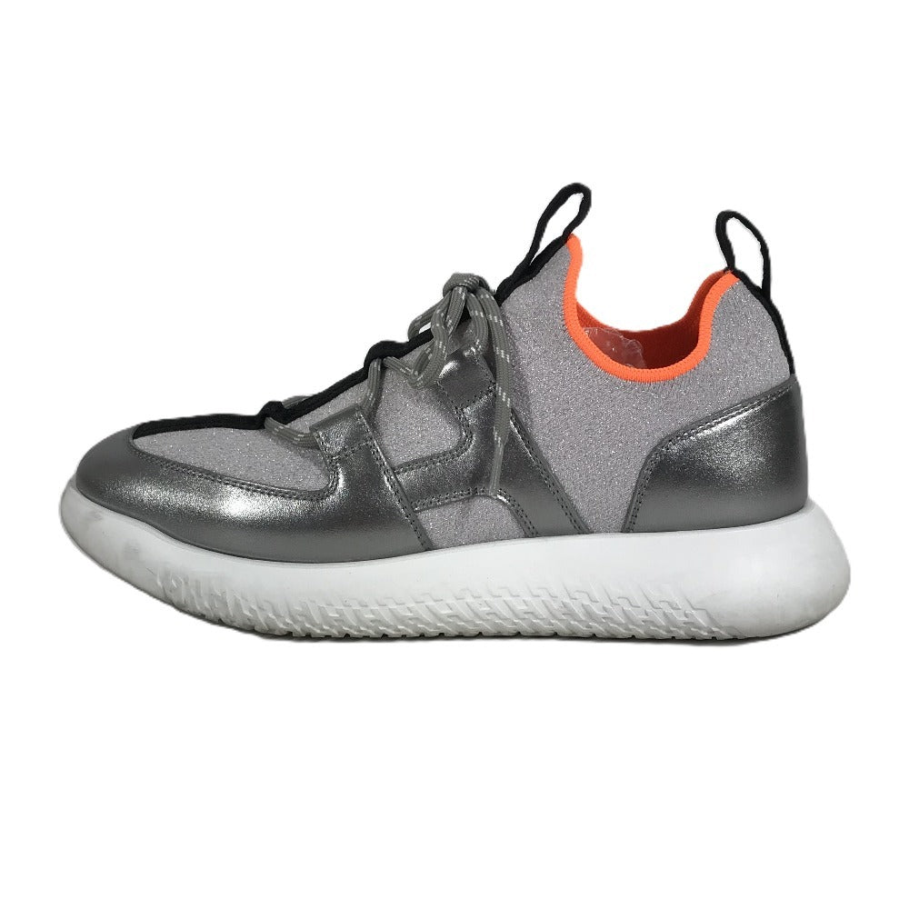 HERMES Logo Duel Shoes Sneakers Women's Rubber Silver