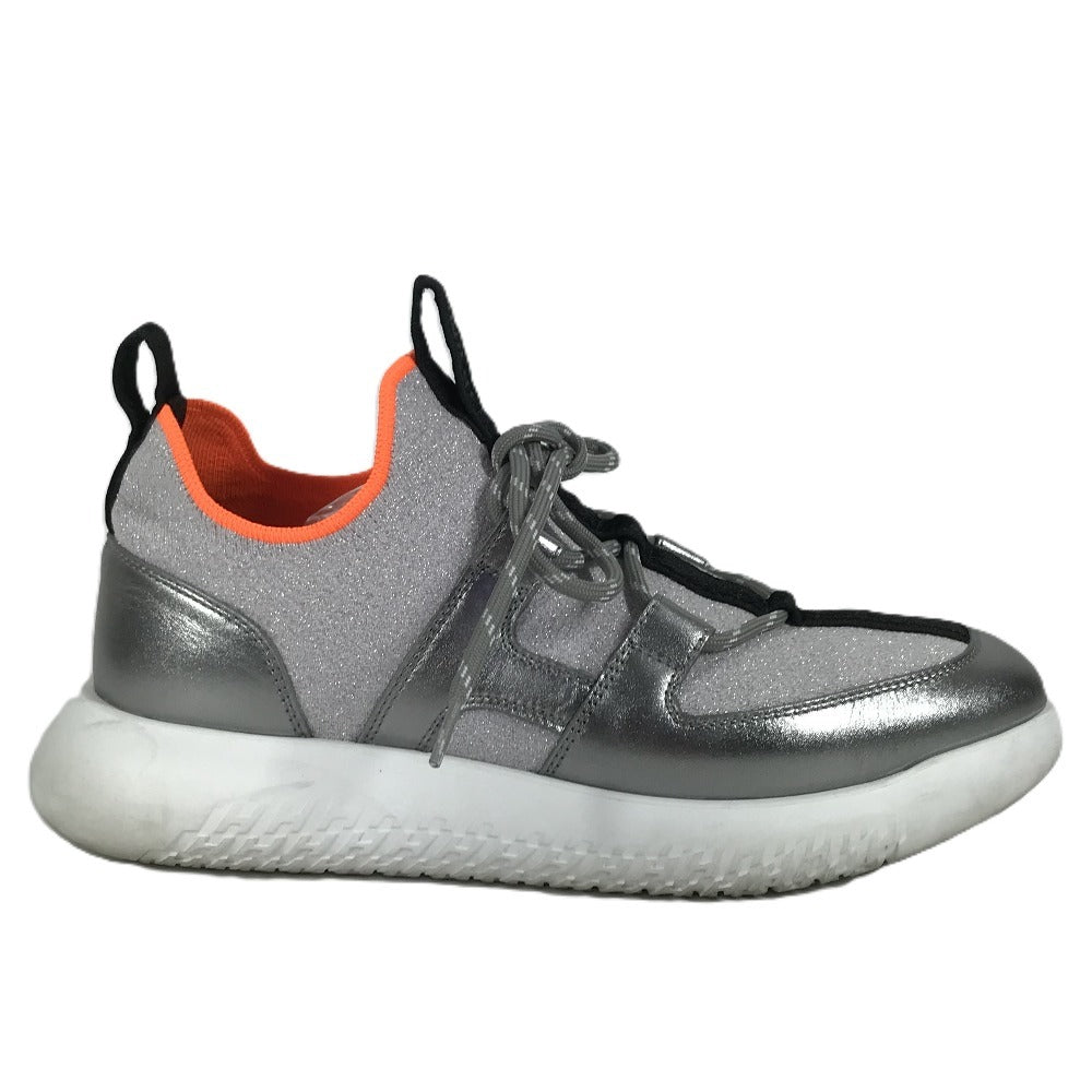 HERMES Logo Duel Shoes Sneakers Women's Rubber Silver