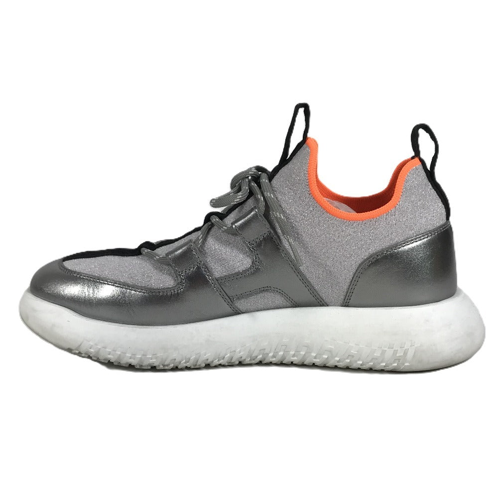 HERMES Logo Duel Shoes Sneakers Women's Rubber Silver