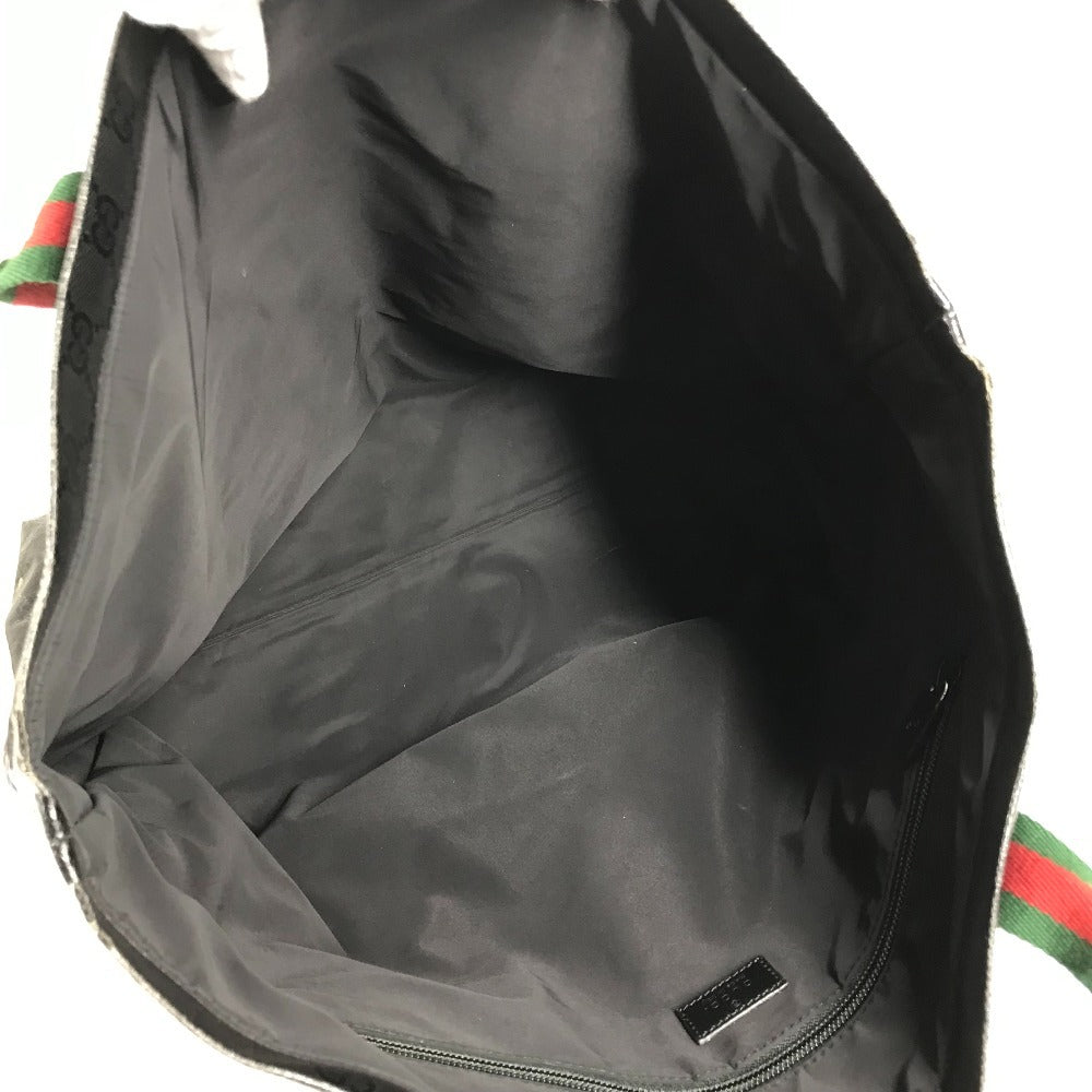 GUCCI 763287 GG Crystal Logo Sherry Line Tote Bag Handbag Coated Canvas Unisex Black