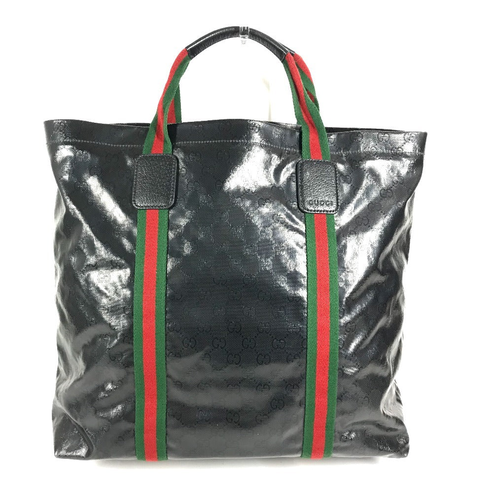 GUCCI 763287 GG Crystal Logo Sherry Line Tote Bag Handbag Coated Canvas Unisex Black