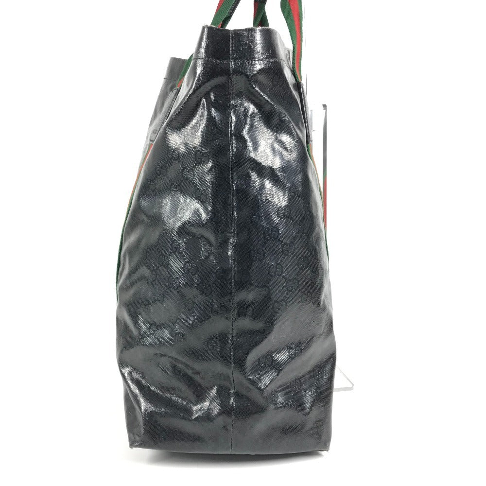 GUCCI 763287 GG Crystal Logo Sherry Line Tote Bag Handbag Coated Canvas Unisex Black