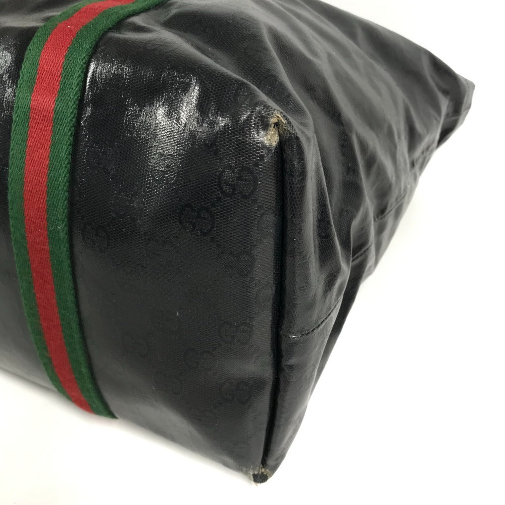 GUCCI 763287 GG Crystal Logo Sherry Line Tote Bag Handbag Coated Canvas Unisex Black