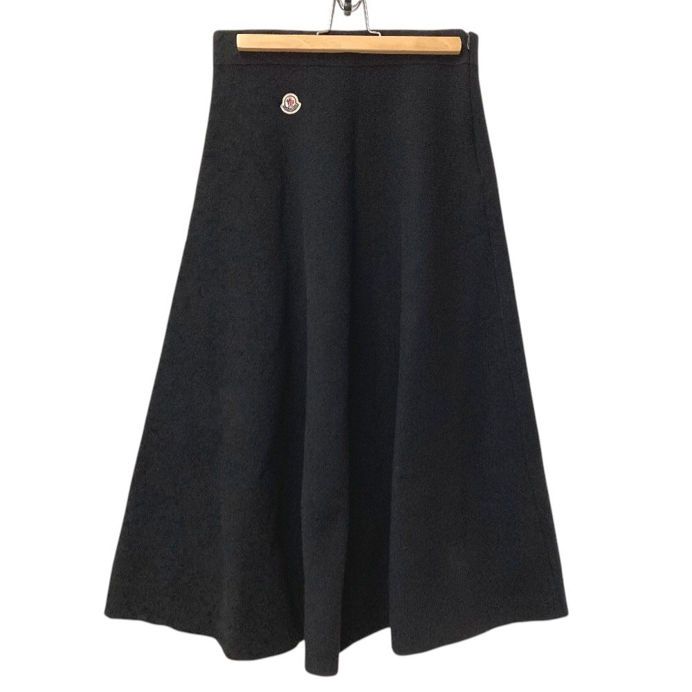 MONCLER Logo Patch GONNA TRICOT KNITWEAR SKIRT Apparel Long Skirt Wool Women's Black