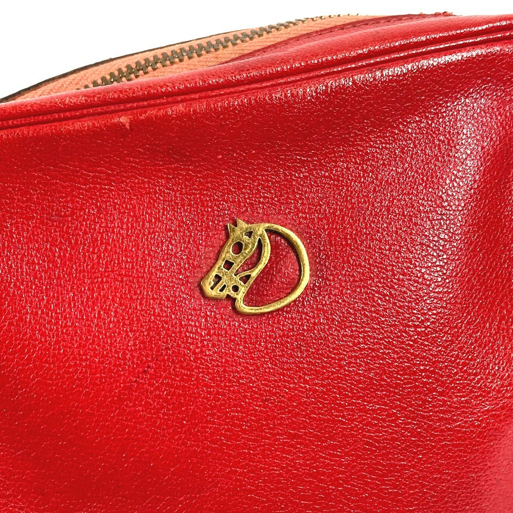 HERMES Vintage Cheval Horse Jockey Bag Pochette Crossbody Shoulder Bag Leather Unisex Red