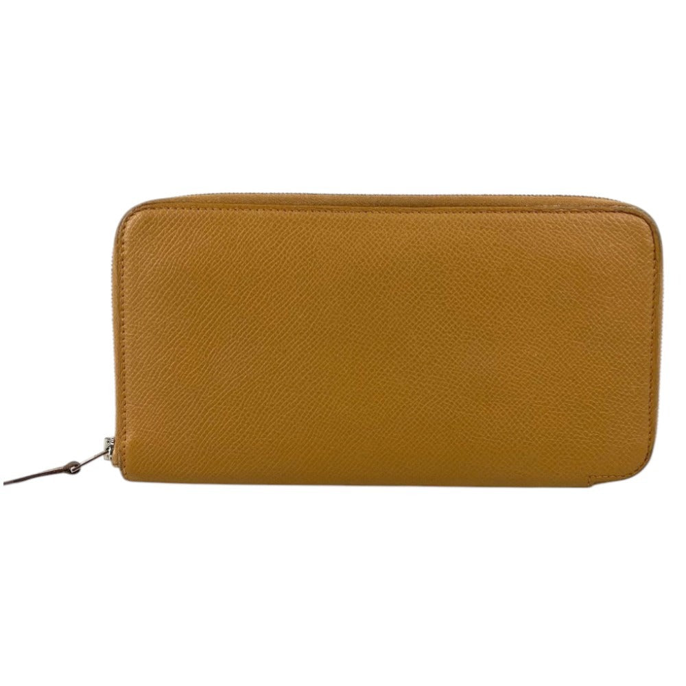 HERMES Azap Long Silkin Wallet Round Zipper Long Wallet Epsom Unisex Beige