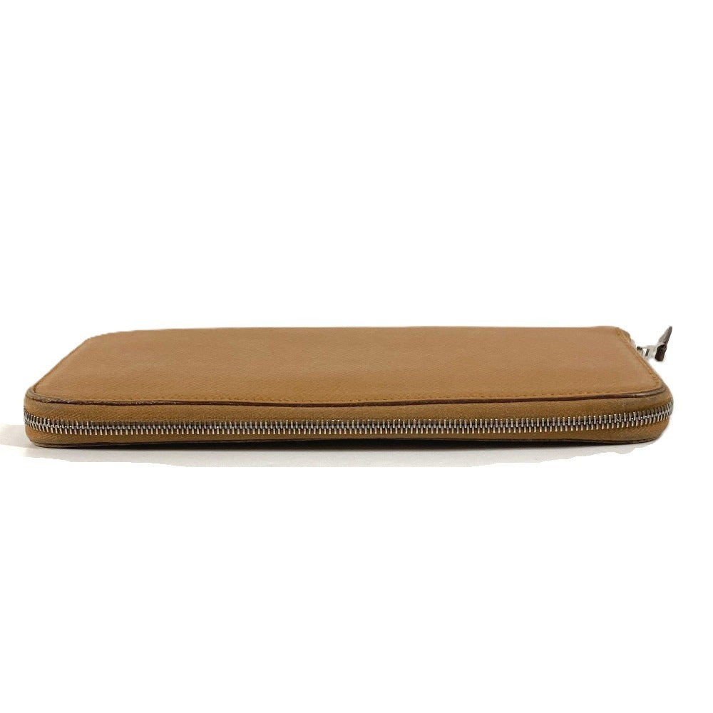 HERMES Azap Long Silkin Wallet Round Zipper Long Wallet Epsom Unisex Beige