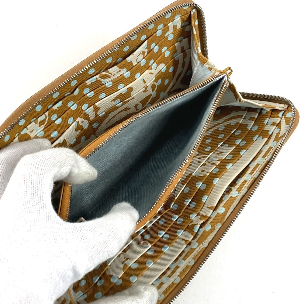 HERMES Azap Long Silkin Wallet Round Zipper Long Wallet Epsom Unisex Beige
