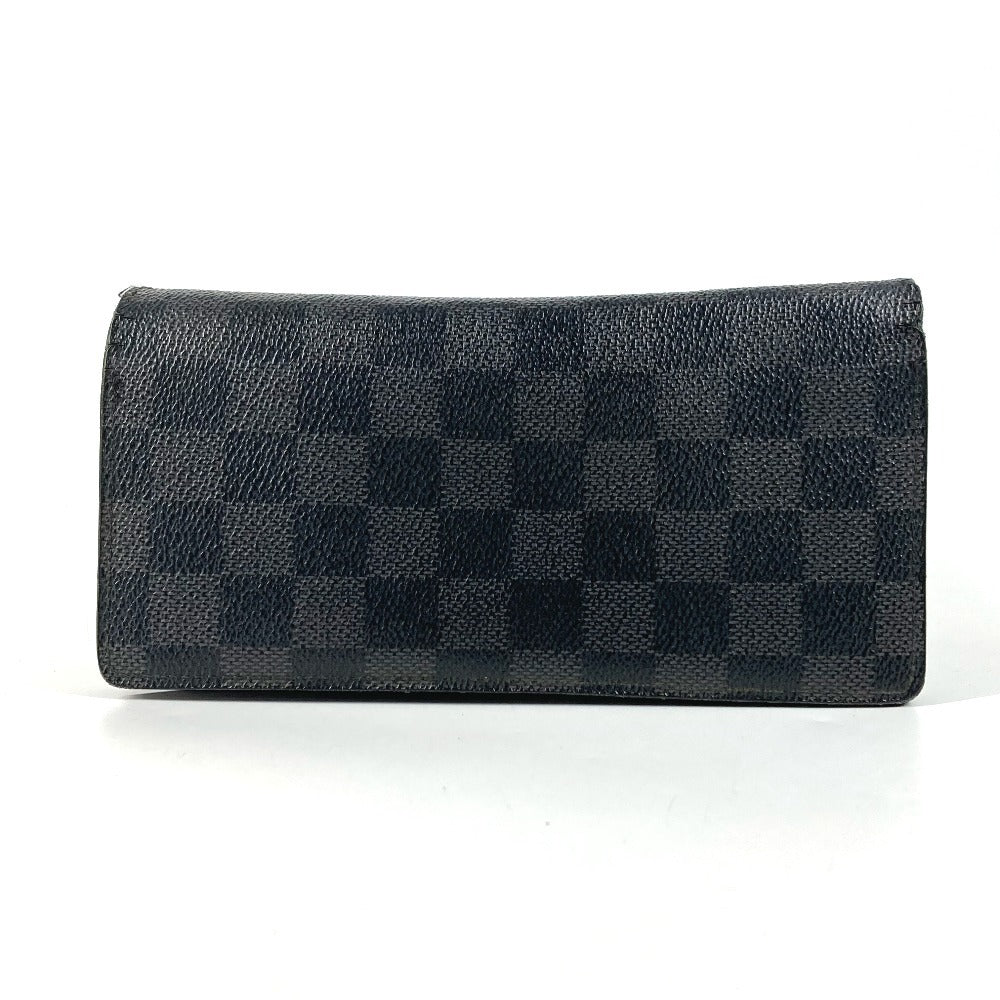 LOUIS VUITTON N62665 Damier Graphite Portefeuille Brazza Wallet Long Wallet Damier Graphite Canvas Unisex Black