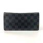 LOUIS VUITTON N62665 Damier Graphite Portefeuille Brazza Wallet Long Wallet Damier Graphite Canvas Unisex Black