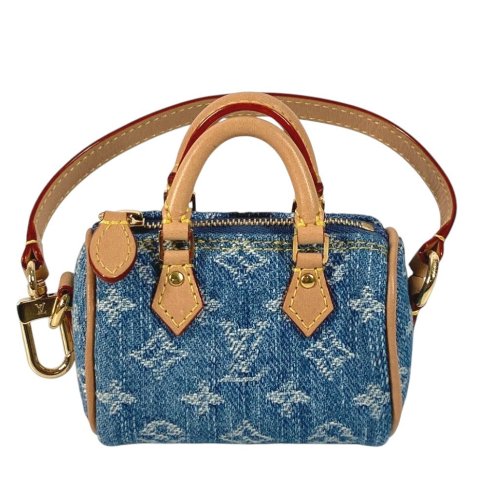 LOUIS VUITTON M01701 Monogram Denim Bijou Sac Micro Speedy Bag Charm Key Holder Monogram Denim Unisex Blue