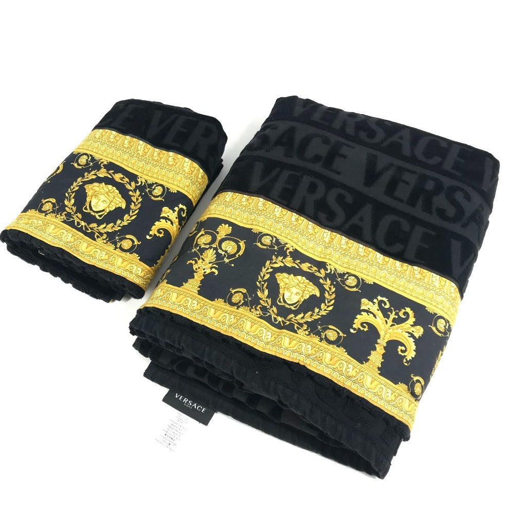 VERSACE Home Throw Blanket I LOVE BAROQUE 2-Piece Set Beach Towel Face Towel Pair Towel Cotton Unisex Black