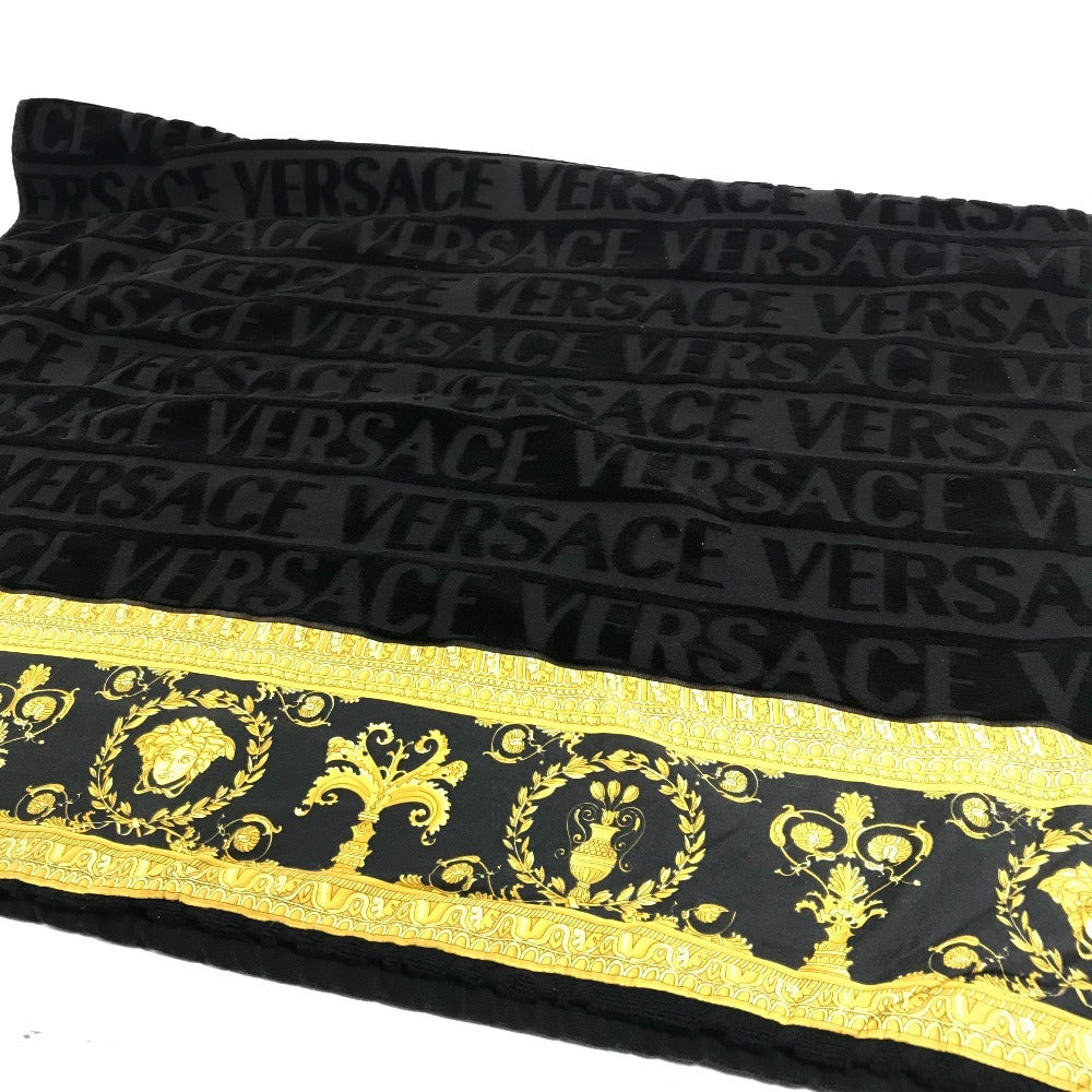 VERSACE Home Throw Blanket I LOVE BAROQUE 2-Piece Set Beach Towel Face Towel Pair Towel Cotton Unisex Black