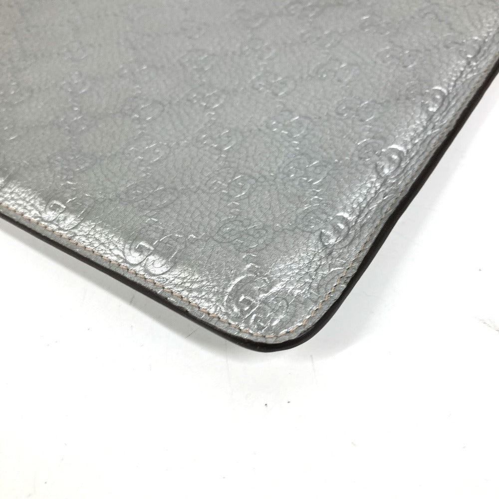 GUCCI 256575 GG iPad Case iPad Tablet Case Cover Guccissima Leather Unisex Silver
