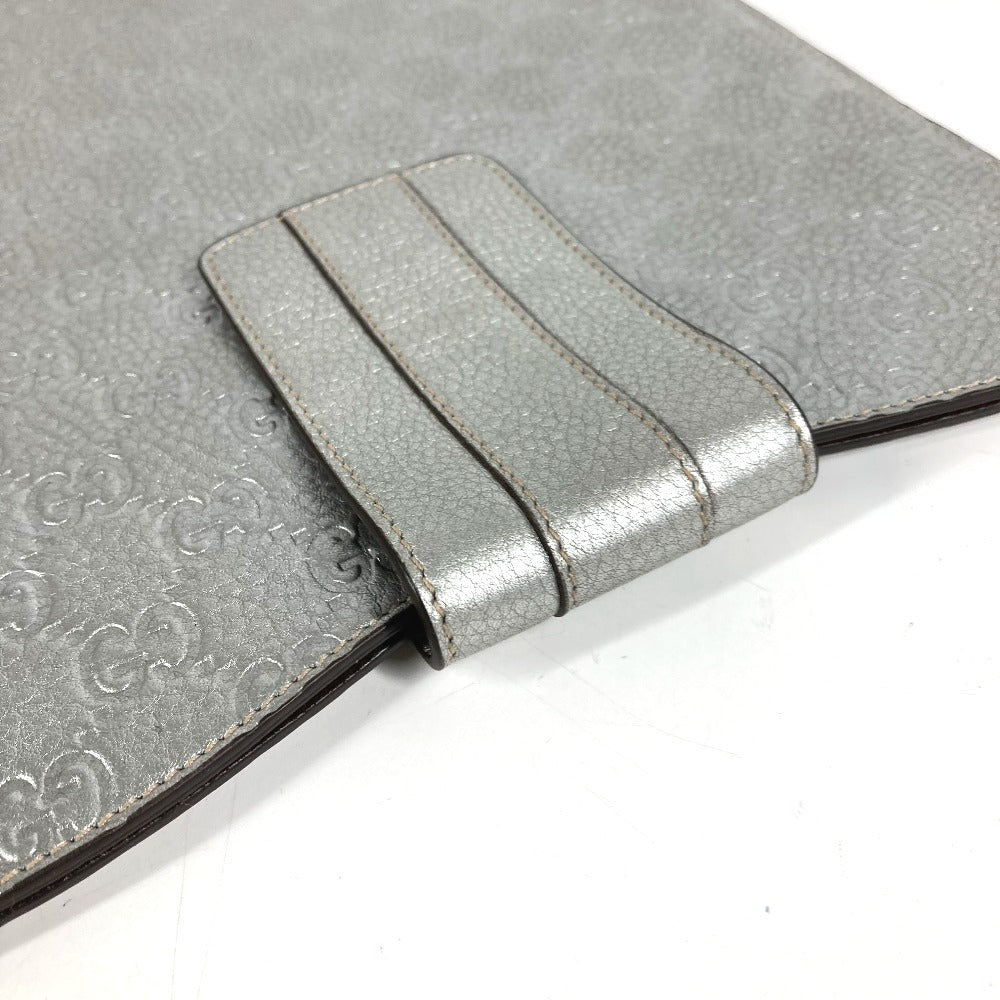 GUCCI 256575 GG iPad Case iPad Tablet Case Cover Guccissima Leather Unisex Silver