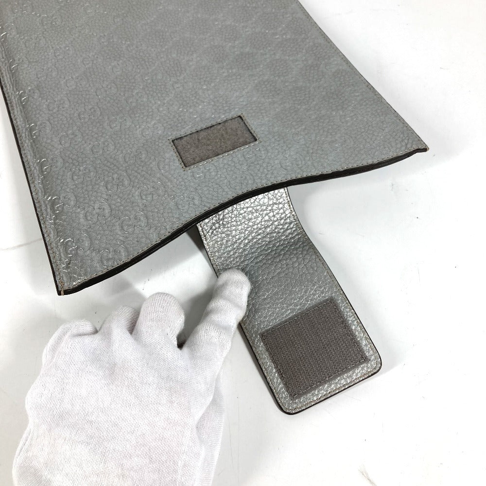 GUCCI 256575 GG iPad Case iPad Tablet Case Cover Guccissima Leather Unisex Silver