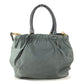PRADA Triangle Logo Plate Bag 2-Way Tote Bag Crossbody Handbag Shoulder Bag Leather/Nylon Unisex Gray