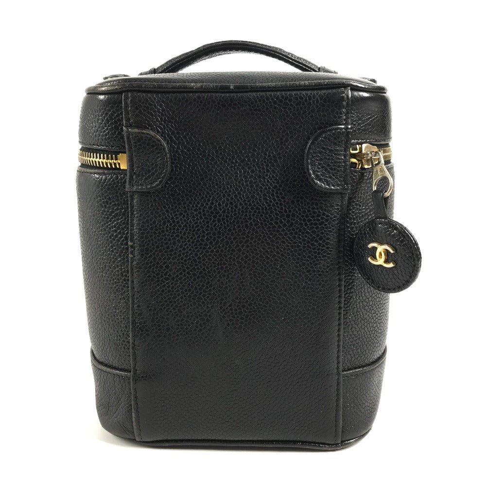 CHANEL A01998 CC ココマーク ロゴ カバン バニティバッグ 縦型 ハンドバッグ キャビアスキン レディース ブラック