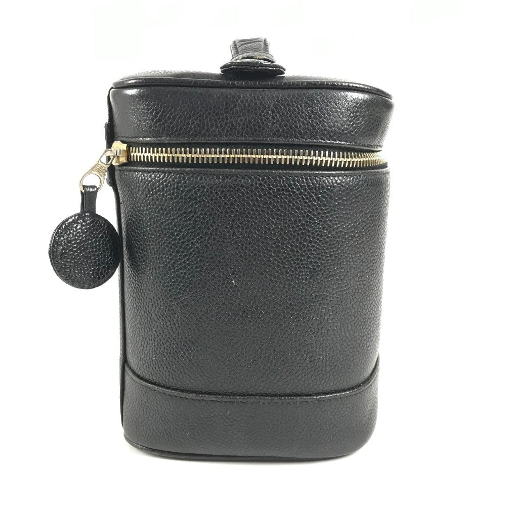 CHANEL A01998 CC ココマーク ロゴ カバン バニティバッグ 縦型 ハンドバッグ キャビアスキン レディース ブラック