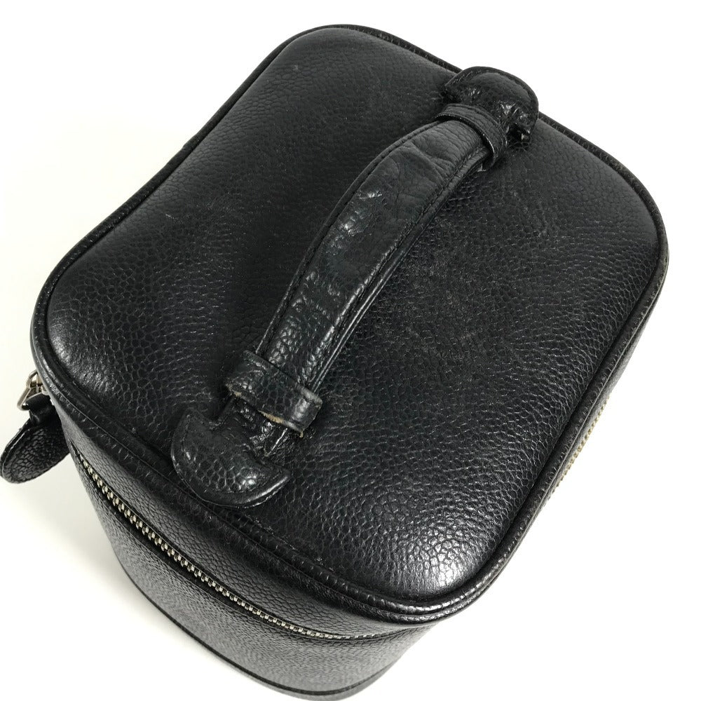 CHANEL A01998 CC ココマーク ロゴ カバン バニティバッグ 縦型 ハンドバッグ キャビアスキン レディース ブラック