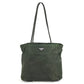PRADA Triangle Logo Plate Shoulder Bag Tote Bag Nylon Unisex Khaki