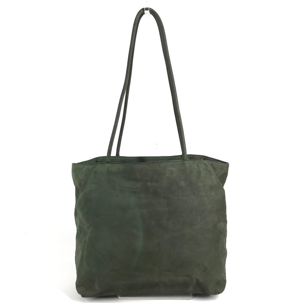 PRADA Triangle Logo Plate Shoulder Bag Tote Bag Nylon Unisex Khaki