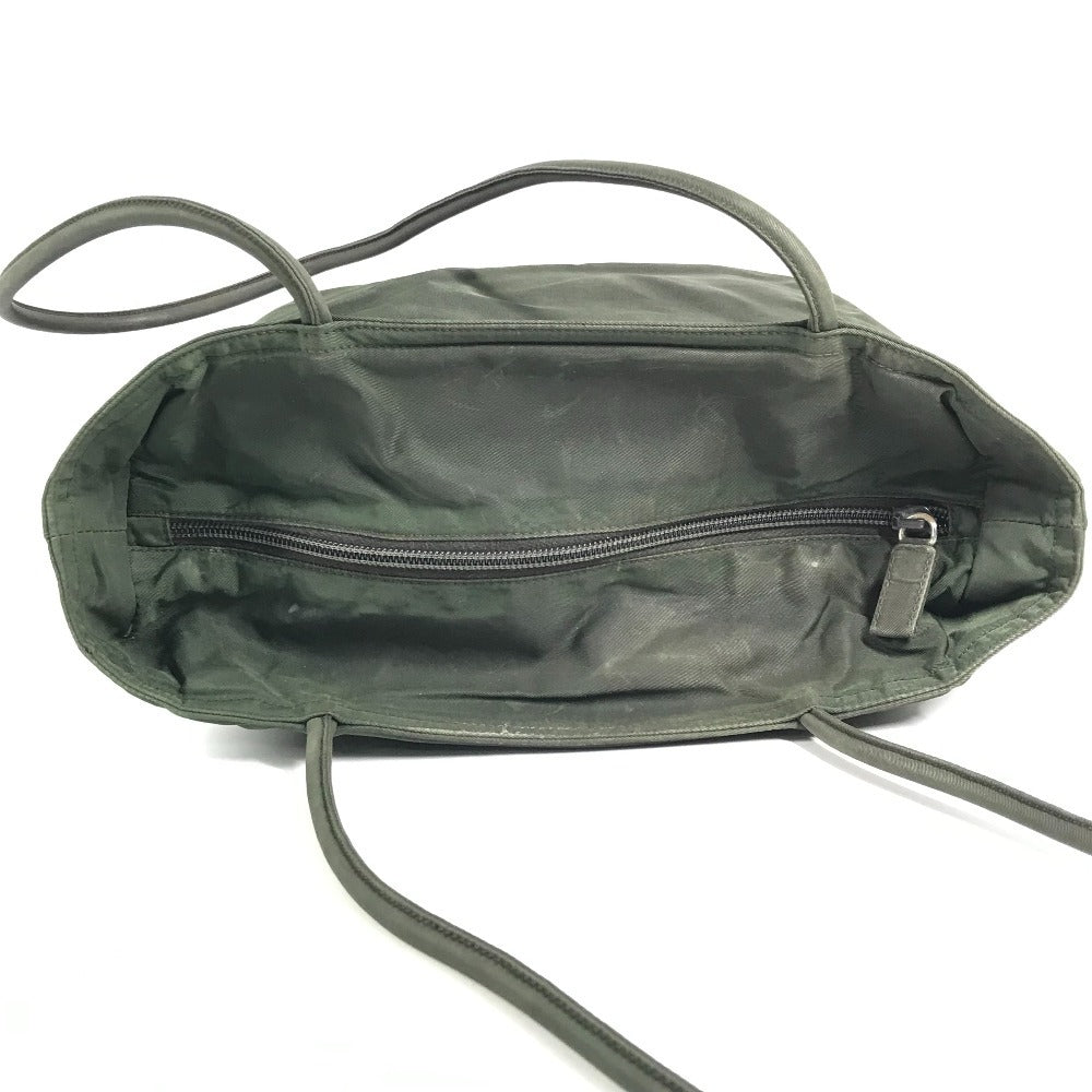 PRADA Triangle Logo Plate Shoulder Bag Tote Bag Nylon Unisex Khaki