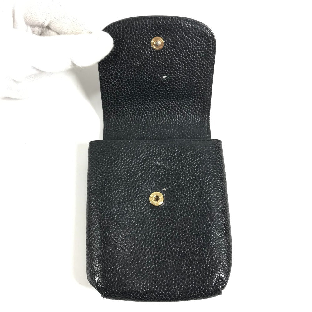 CHANEL A13511 CC Coco Mark Logo Cigarette Case Pouch, Small Item Case, Caviar Leather, Unisex, Black