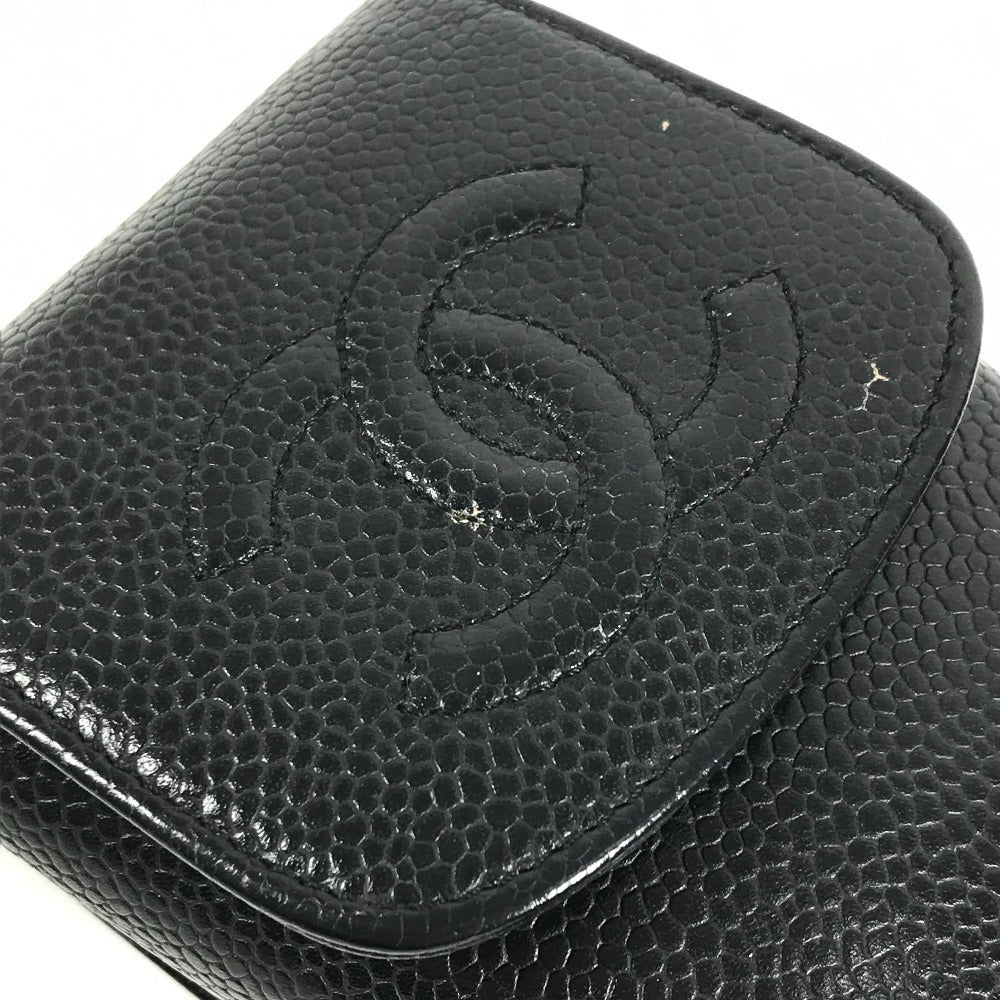 CHANEL A13511 CC Coco Mark Logo Cigarette Case Pouch, Small Item Case, Caviar Leather, Unisex, Black