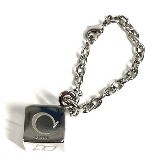 CARTIER Logo Dice Cube Pendant Top Bag Charm Accessory Keychain Metal Unisex Silver