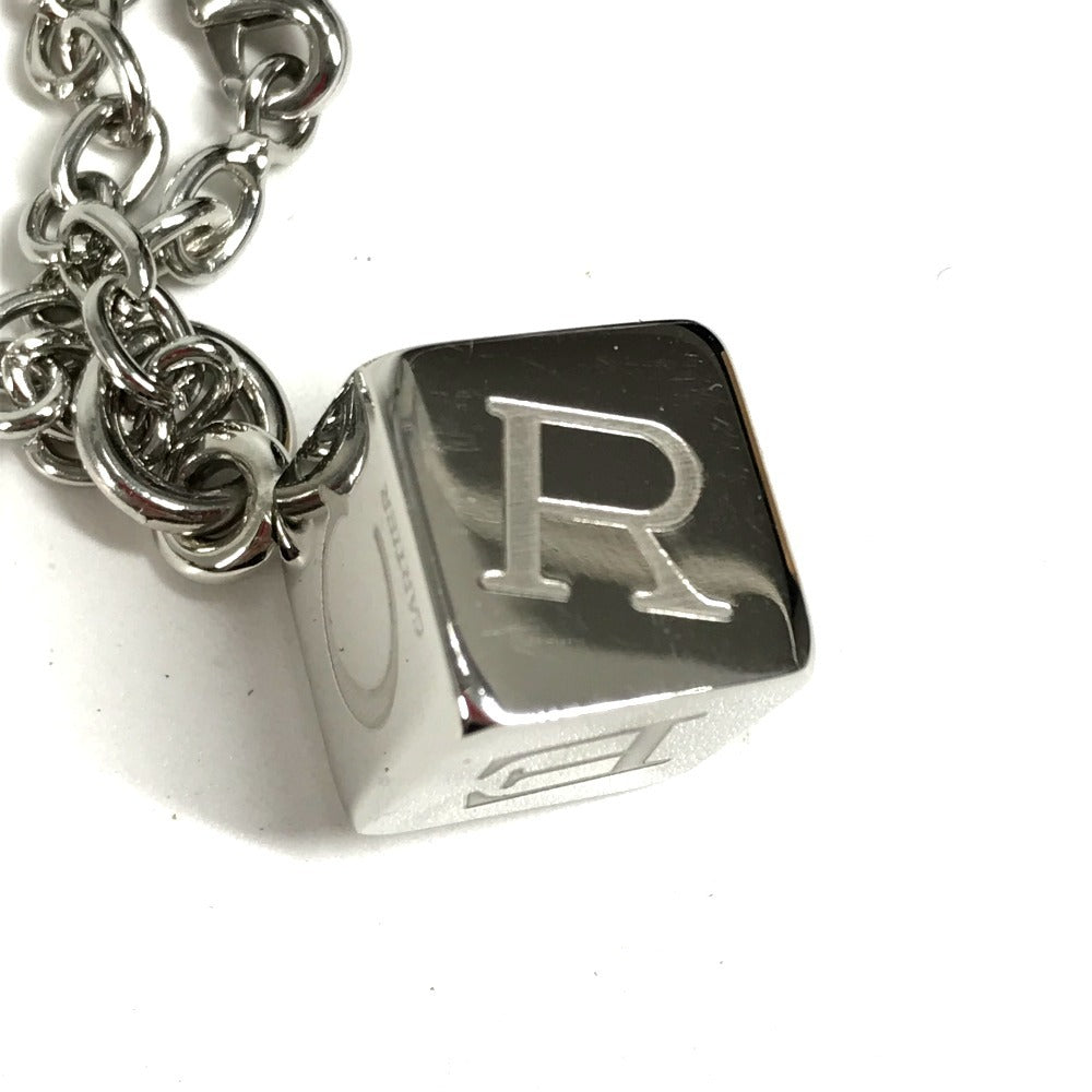 CARTIER Logo Dice Cube Pendant Top Bag Charm Accessory Keychain Metal Unisex Silver