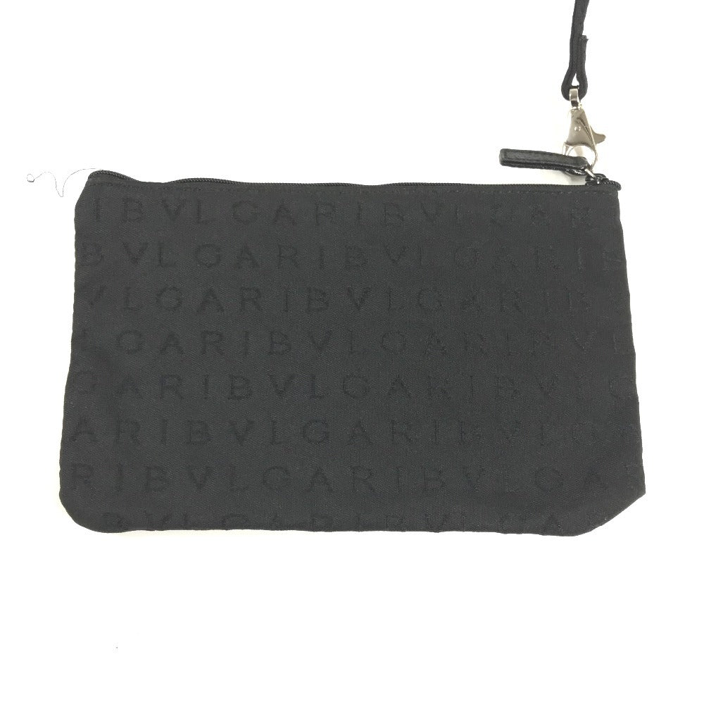 BVLGARI Logomania Pouch Tote Bag Handbag Leather/Canvas Unisex Black